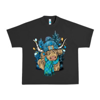 Pigment Black Winter long haired Cow Urban Heavy Tee - NancyCooperArtShop