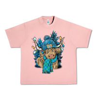 Salmon Winter long haired Cow Urban Heavy Tee - NancyCooperArtShop