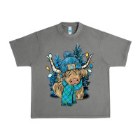 Tornado Winter long haired Cow Urban Heavy Tee - NancyCooperArtShop