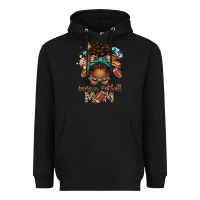 Black American Football Mom Afro Messy Bun Heavyweight Hoodie - texasbilliewilder