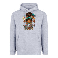 Heather Grey American Football Mom Afro Messy Bun Heavyweight Hoodie - texasbilliewilder