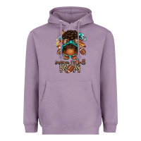 Lavender American Football Mom Afro Messy Bun Heavyweight Hoodie - texasbilliewilder