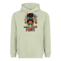 Matcha American Football Mom Afro Messy Bun Heavyweight Hoodie - texasbilliewilder