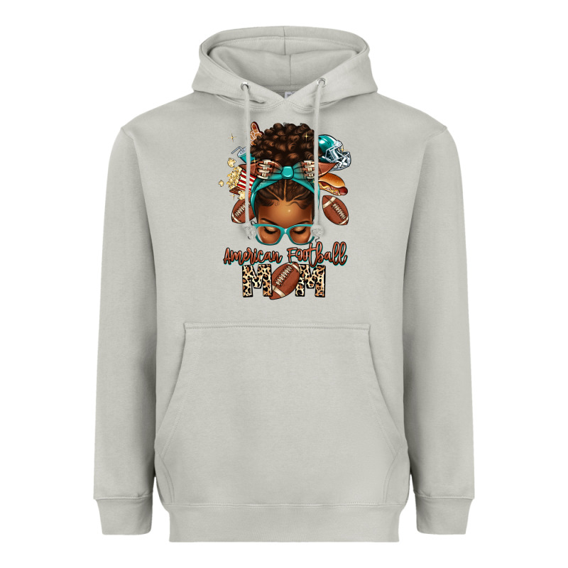 American Football Mom Afro Messy Bun Heavyweight Hoodie by texasbilliewilder | Teevron