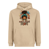 Mushroom American Football Mom Afro Messy Bun Heavyweight Hoodie - texasbilliewilder