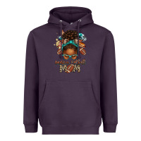 Plum American Football Mom Afro Messy Bun Heavyweight Hoodie - texasbilliewilder