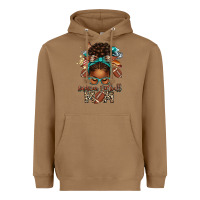 Toasted Coconut American Football Mom Afro Messy Bun Heavyweight Hoodie - texasbilliewilder