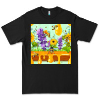 Black honeydrip bee lavender daisy sunflower seamless pa Premium Tee - FaDigitalArtStudio