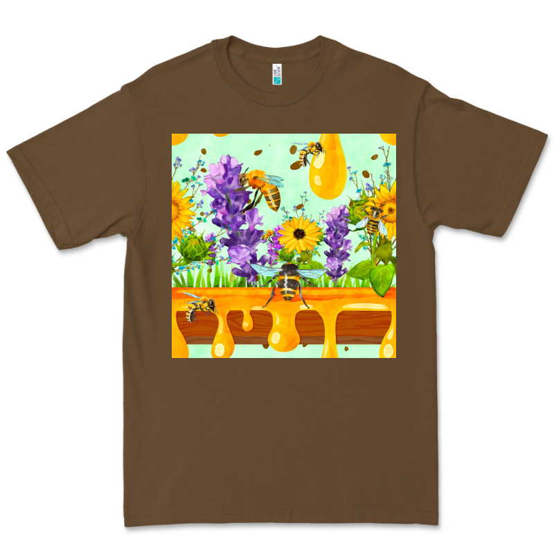 Honeydrip Bee Lavender Daisy Sunflower Seamless Pa Premium Tee by FaDigitalArtStudio | Teevron