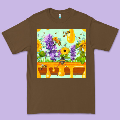 Honeydrip Bee Lavender Daisy Sunflower Seamless Pa Premium Tee Designed By Fadigitalartstudio
