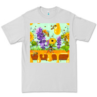 Dove Grey honeydrip bee lavender daisy sunflower seamless pa Premium Tee - FaDigitalArtStudio