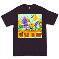 Plum honeydrip bee lavender daisy sunflower seamless pa Premium Tee - FaDigitalArtStudio