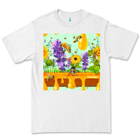 White honeydrip bee lavender daisy sunflower seamless pa Premium Tee - FaDigitalArtStudio