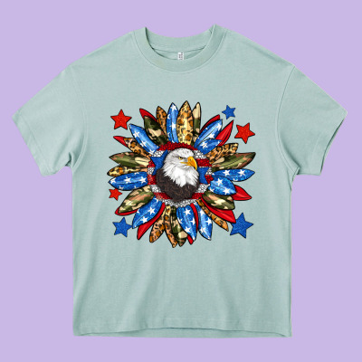American Flag Sunflower Heavy Core Tee Designed By Neo Western