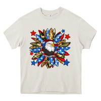 Cream American flag sunflower Heavy Core Tee - Neo Western