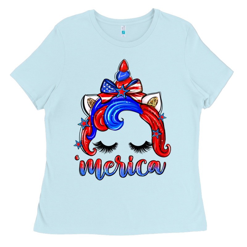 4th Of July 'merica Unicorn Ladies Tee by Zillion Design Studio | Teevron
