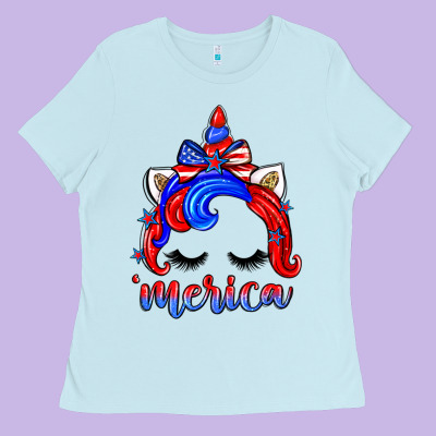 4th Of July 'merica Unicorn Ladies Tee Designed By Zillion Design Studio