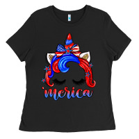 Black 4th of july 'merica unicorn Ladies Tee - Zillion Design Studio