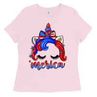 Bubblegum Pink 4th of july 'merica unicorn Ladies Tee - Zillion Design Studio