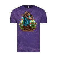 Cloud Purple western boots and hat cactus leopard serape pattern Vintage Tee - BarkalooDesign