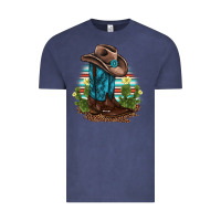 Vintage Denim western boots and hat cactus leopard serape pattern Vintage Tee - BarkalooDesign