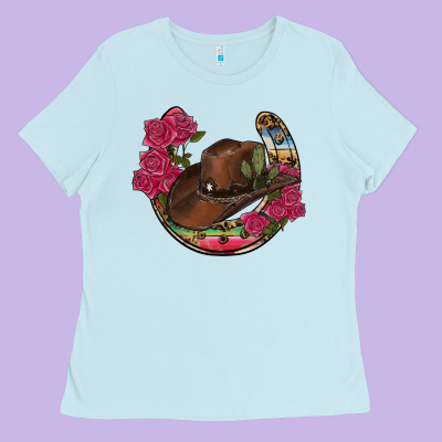Western Serape Horseshoe Ladies Tee Designed By Ranaportraitstore