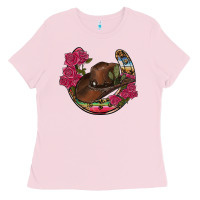 Bubblegum Pink western serape horseshoe Ladies Tee - RanaPortraitStore
