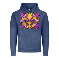 Vintage Denim mardi gras fleur de lis sunflower leopard Vintage Hoodie - Artiststas