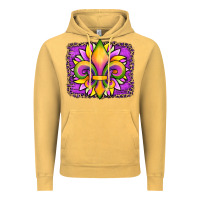 Vintage Mustard mardi gras fleur de lis sunflower leopard Vintage Hoodie - Artiststas