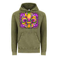Vintage Olive mardi gras fleur de lis sunflower leopard Vintage Hoodie - Artiststas