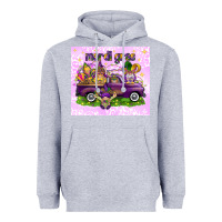 Heather Grey Mardi Gras with gnomes Heavyweight Hoodie - NancyCooperArtShop