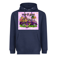 Navy Mardi Gras with gnomes Heavyweight Hoodie - NancyCooperArtShop