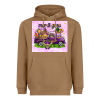 Toasted Coconut Mardi Gras with gnomes Heavyweight Hoodie - NancyCooperArtShop