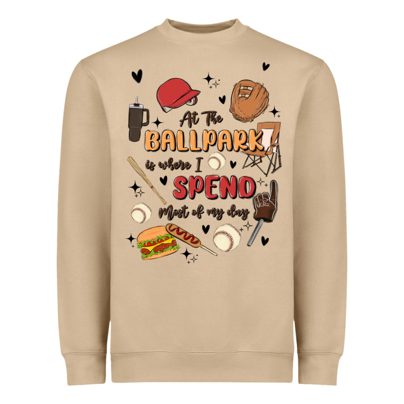 At The Ballpark Is Where I Spend Most Of My Day Heavyweight Sweatshirt by MaliasSmallBusiness | Teevron