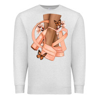 Oatmeal Heather Cancer diva peach ribbon Premium Sweatshirt - NancyCooperArtShop