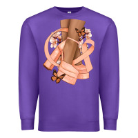 Purple Cancer diva peach ribbon Premium Sweatshirt - NancyCooperArtShop