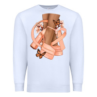 White Cancer diva peach ribbon Premium Sweatshirt - NancyCooperArtShop
