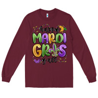 Burgundy happy mardi gras y'all Long Sleeve Tee - MaliasSmallBusiness