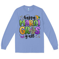 Colony Blue happy mardi gras y'all Long Sleeve Tee - MaliasSmallBusiness