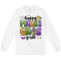 White happy mardi gras y'all Long Sleeve Tee - MaliasSmallBusiness