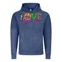Vintage Denim love mardi gras fleur de lis sunflower leopard and beads Vintage Hoodie - Artiststas