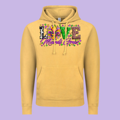 Love Mardi Gras Fleur De Lis Sunflower Leopard And Beads Vintage Hoodie Designed By Artiststas