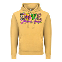 Vintage Mustard love mardi gras fleur de lis sunflower leopard and beads Vintage Hoodie - Artiststas