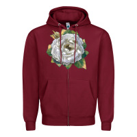 Burgundy Pillow Fight Rose Zipper Hoodie - LillyAllenDesigns