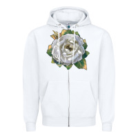White Pillow Fight Rose Zipper Hoodie - LillyAllenDesigns