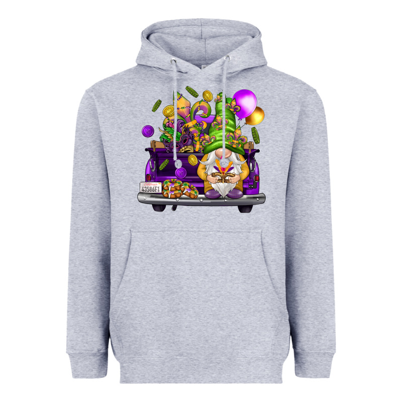Mardi Gras Gnome On The Truck Heavyweight Hoodie by NancyCooperArtShop | Teevron