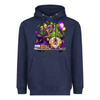 Navy Mardi Gras gnome on the truck Heavyweight Hoodie - NancyCooperArtShop