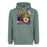 Sage Mardi Gras gnome on the truck Heavyweight Hoodie - NancyCooperArtShop