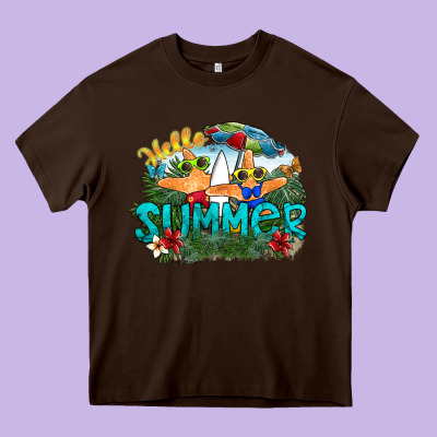 Hello Summer Heavy Core Tee Designed By Sublimationcraftshop