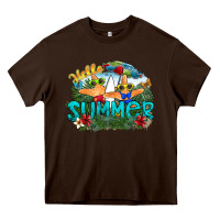 Chocolate Brown hello summer Heavy Core Tee - SublimationCraftShop